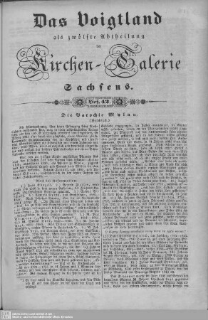 Die Parochie Mylau (Beschluß), Hohendorf, Parochie Rautenkranz : 42. Lieferung