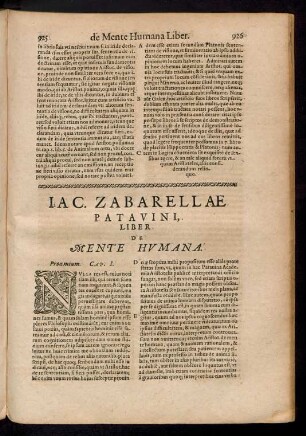Iac. Zabarellae Patavini, Liber De Mente Humana.