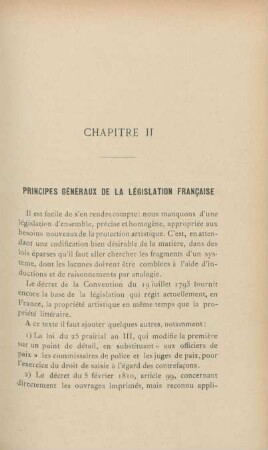 Chapitre II. Principes généraux de la législation francaise