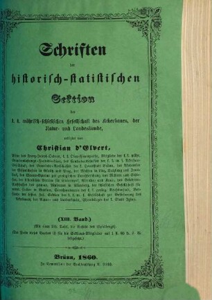 Beiträge zur Geschichte der königl. Städte Mährens, insbesondere der k. Landeshauptstadt Brünn, 1