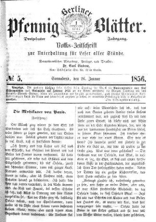 No. 5, Sonnabend, den 26. Januar