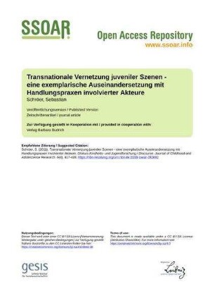 Transnationale Vernetzung juveniler Szenen - eine exemplarische Auseinandersetzung mit Handlungspraxen involvierter Akteure