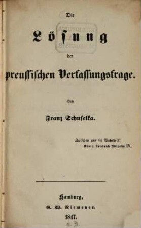 Die Lösung der preussischen Verfassungsfrage