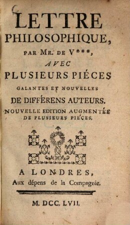 Lettre philosophique : avec plusieurs pièces galantes et nouvelles de différens auteurs