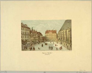 Der Thomaskirchhof mit der Thomasschule, Blick nach Westen