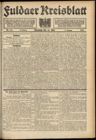 Ausgabe vom Dienstag, den 16. Mai 1911.