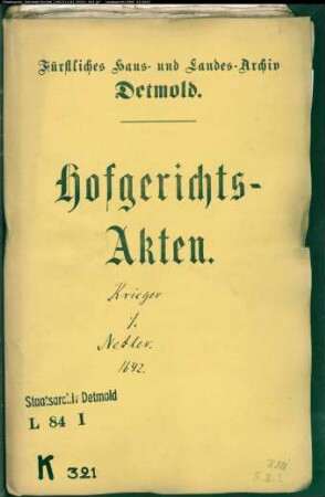 Krieger, Jobst zu Lemgo gegen Heinrich Nettler - Schuldforderung