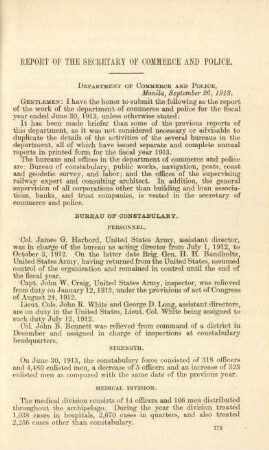 Report of the Secretary of Commerce and Police