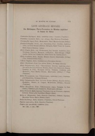 Liste Générale Revisée Des Mollusques Fluvio-Terrestres du Miocène supérieur du Bassin du Rhône