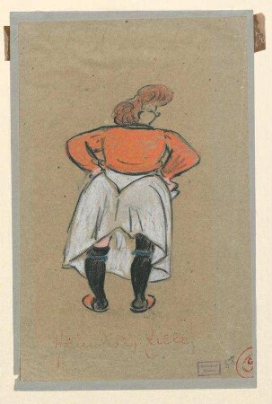 Frau mit Unterrock, Rückenansicht