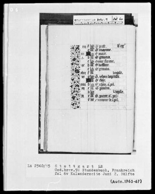 Lateinisch-französisches Stundenbuch (Livre d'heures) — Teilbordüre, Folio 6verso