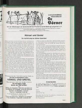 Die Börner-Speeldeel spielt Hänsel und Gretel