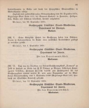 90. Ministerial-Bekanntmachung, den Wechsel in der Hauptagentur der Lebens-Versicherungsbank "Kosmos" zu Zeist in Holland betreffend