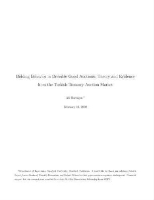 Bidding Behavior in Divisible Good Auctions: Theory and Empirical Evidence from Turkish Treasury Auctions