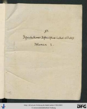 Handschriftliches Titelblatt des gesamten Bandes.