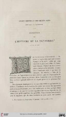 2. Pér. 14.1876: Exposition de l'histoire de la tapisserie, [3] : Union Centrale des Beaux-Arts Appliqués à l'Industrie