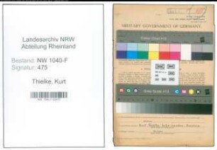 Entnazifizierung Kurt Thielke , geb. 19.01.1905 (Zollsekretaer)