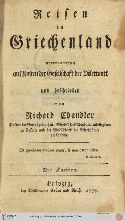 Reisen in Griechenland : unternommen auf Kosten der Gesellschaft der Dilettanti