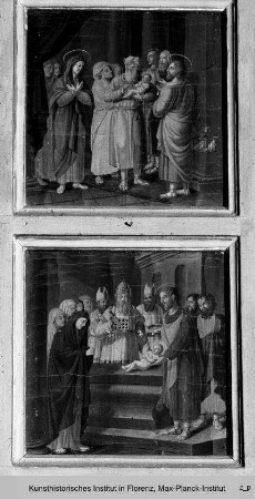 Szenen aus dem Leben der Heiligen Familie : Zwei Szenen der Darbringung im Tempel