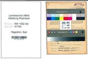 Entnazifizierung Karl Hagedorn, geb. 09.09.1903 (Buerogehilfe)