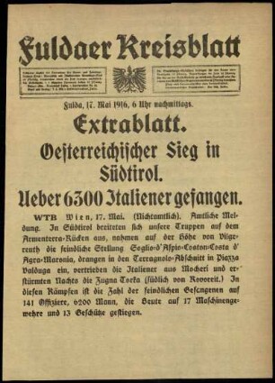 Zweite Ausgabe vom Mittwoch, den 17. Mai 1916.