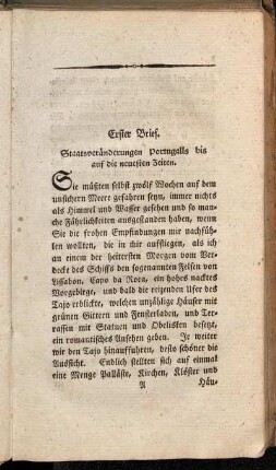 Erster Brief. Staatsveränderungen Portugalls bis auf die neuesten Zeiten.