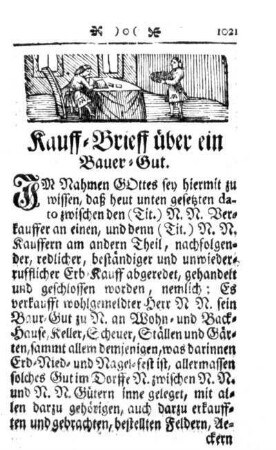 1. Kauff-Brieffe über ein Bauern-Gut.