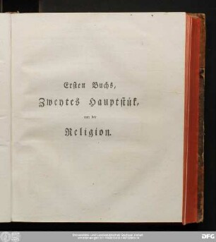 Ersten Buchs, Zweytes Hauptstük, von der Religion.
