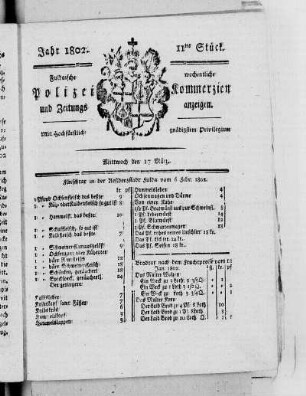 11tes Stück, Ausgabe vom 17. März 1802