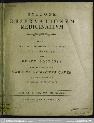 Sylloge Observationum Medicinalium
