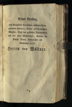 Seiner Excellenz, dem ...