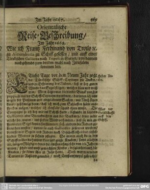 Orientalische Reise-Beschreibung, Im Jahr 1668