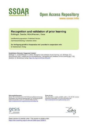 Recognition and validation of prior learning