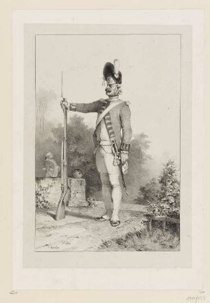 Grenadier der Schweizer Garde, 1792, Blatt 6 der Folge "Militärkostüme vor und während der Revolution"