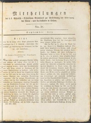 Mittheilungen. Nro. 37. September 1823.