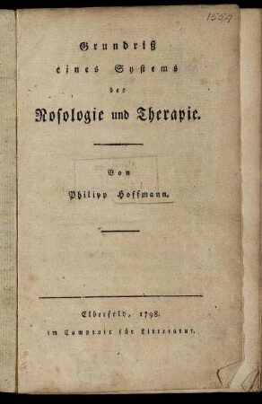 Grundriß eines Systems der Nosologie und Therapie