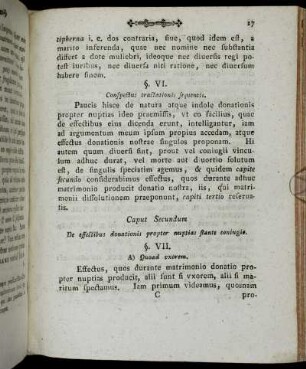 Caput Secundum. De effectibus donationis propter nuptias stante coniugio.