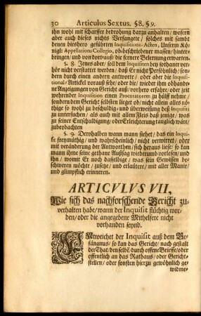 Articulus VII. Wie sich das nachforschende Gericht zu verhalten habe, ...