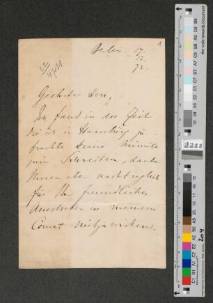 Brief an [Wilhelm Popp]