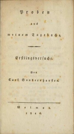 Proben aus meinem Tagebuche