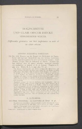 Holzschnitte und Clair-Obscur-Drucke verschiedener Meister. Differents gravures sur bois imprimées en noir et en clair-obscur