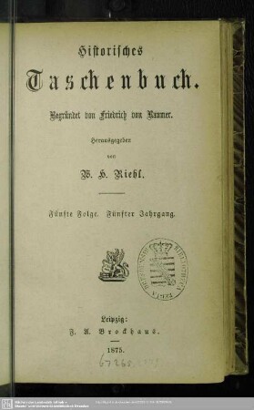 5.F.5.1875: Historisches Taschenbuch