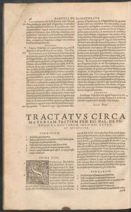 Tractatus circa Materiam Testium Per Do. Bal. De Perusio ...