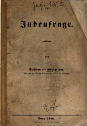 Zur Juden frage : [Umschlagt.]