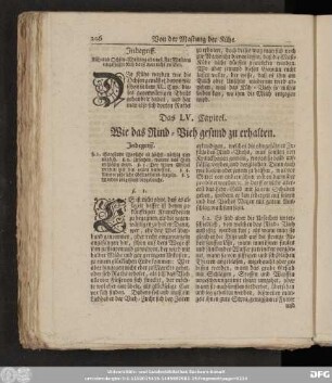 Das LV. Capitel. Wie das Rind-Vieh gesund zu erhalten.