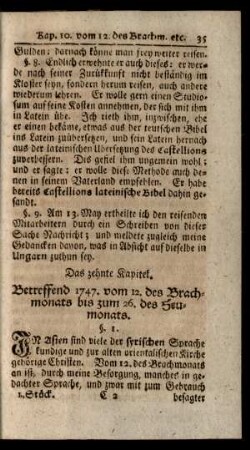 Das zehnte Kapitel. Betreffend 1747. vom 12. des Brachmonats bis zum 26. des Heumonats