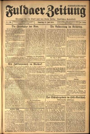 Erste Ausgabe vom Sonntag, den 12. Juli 1925.
