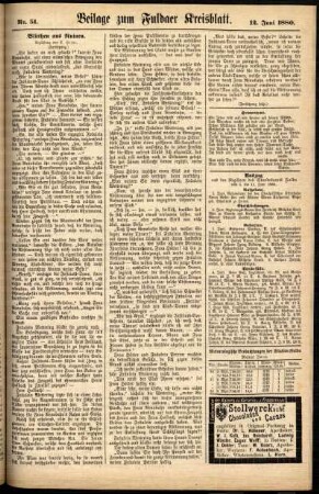 Zweite Ausgabe vom Samstag, den 12. Juni 1880.