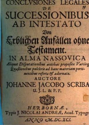 Conclusiones leg. de successionibus ab intestato