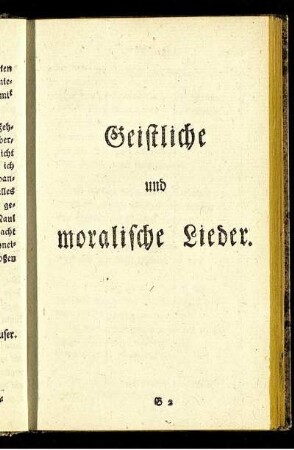 Geistliche und moralische Lieder.